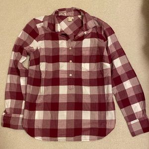Jcrew purple and white plaid shirt